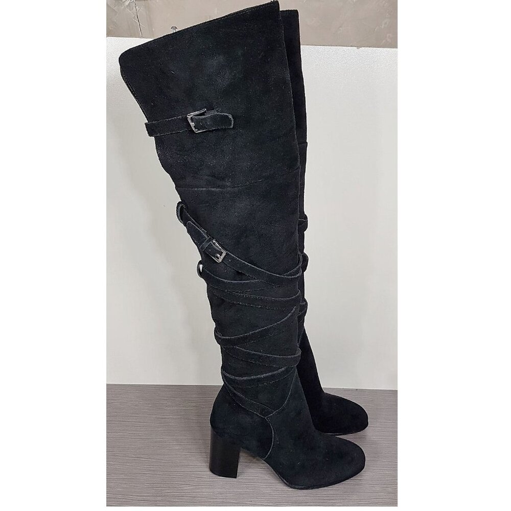 Sam Edelman 'Sable' Over the Knee Boot Black Suede Womens Size 5 M